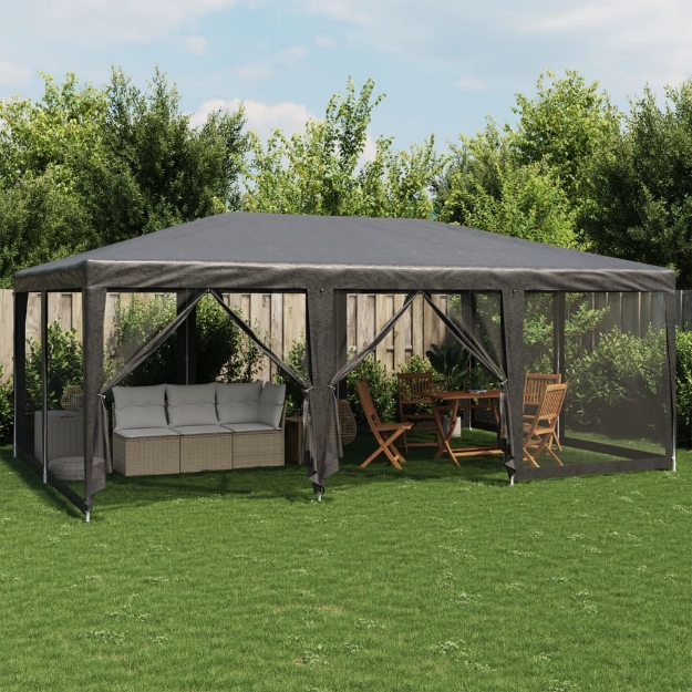 Tenda per Feste con 10 Pareti in Rete Antracite 6x4 m in HDPE