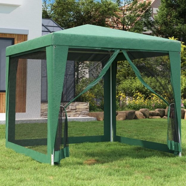 Tenda per Feste 4 Pareti Laterali in Rete Verde 2,5x2,5m HDPE