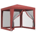 Tenda per Feste 4 Pareti Laterali in Rete Rossa 2,5x2,5m HDPE