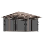 Gazebo con Zanzariera Luci LED 4x3x2,73 m Grigio Talpa