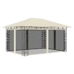 Gazebo con Zanzariera e Luci LED 4x3x2,73 m Crema