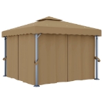 Gazebo con Tende 3x3 cm Grigio Talpa in Alluminio