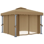 Gazebo con Tende 3x3 cm Grigio Talpa in Alluminio