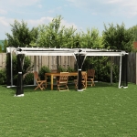 Gazebo con Pareti in Rete Crema 6x3 m in Acciaio