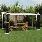 Gazebo con Pareti in Rete Crema 4x3 m in Acciaio