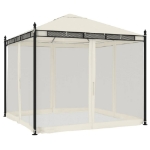 Gazebo con Pareti in Rete Crema 2,93x2,93 m in Acciaio