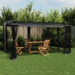 Gazebo con Pareti in Rete Antracite 4x3 m in Acciaio