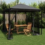 Gazebo con Pareti in Rete Antracite 2,93x2,93 m in Acciaio