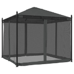 Gazebo con Pareti in Rete Antracite 2,93x2,93 m in Acciaio