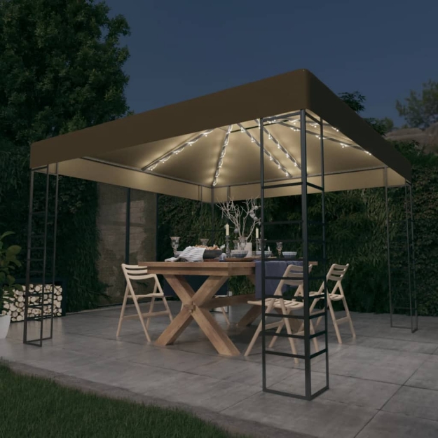 Gazebo con Luci LED a Stringa 3x3 m Grigio Talpa