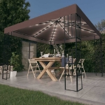 Gazebo con Luci a Stringa LED 3x3 m Grigio Talpa