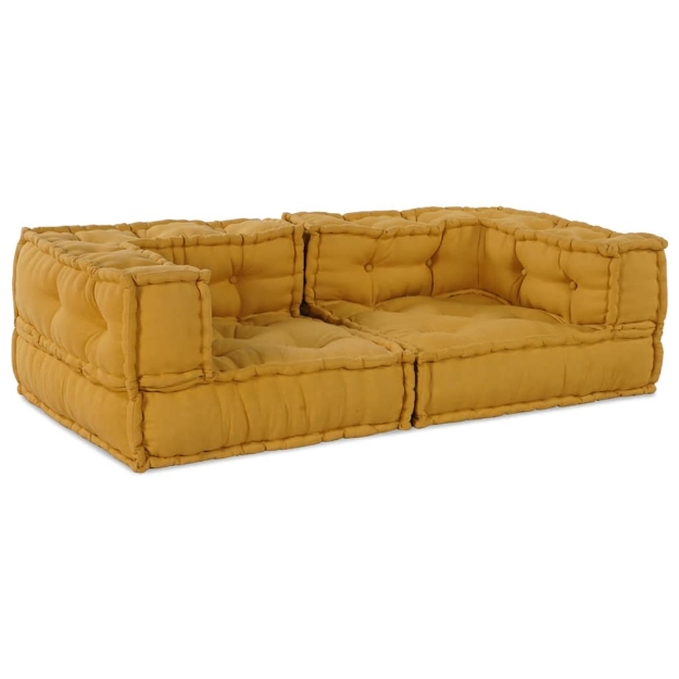 Pouf Modulare Giallo 140x70x36 in Tessuto