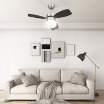 Ventilatore Soffitto con Luce e Telecomando 76 cm Marrone Scuro