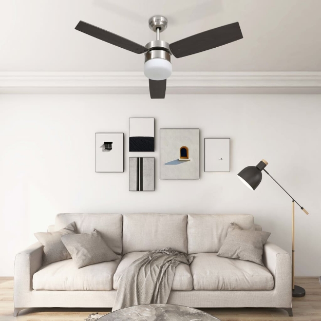 Ventilatore Soffitto con Luce e Telecomando 108cm Marrone Scuro