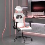 Sedia da Gaming Massaggiante Bianco e Rosa in Similpelle