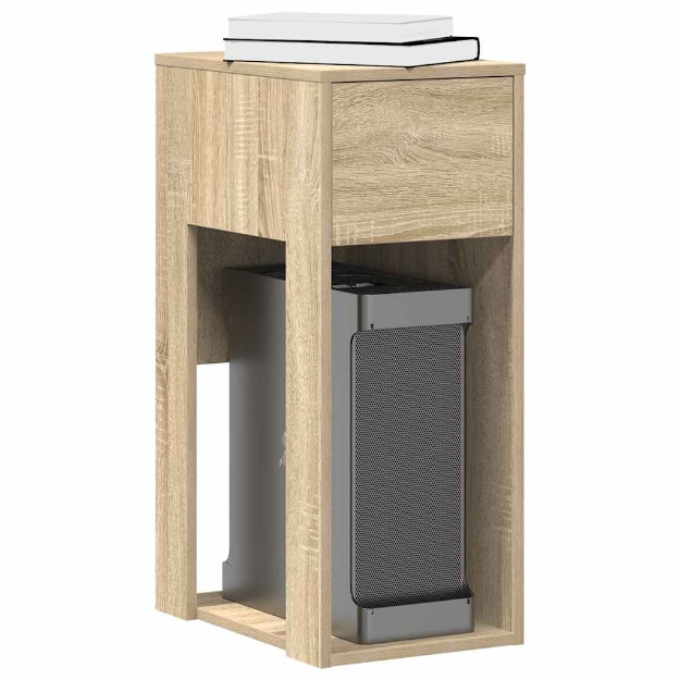 Supporto per Computer a Torre con Cassetto Rovere 30x44x74 cm