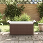 Panca da Giardino con Cuscino Marrone 116x46x57cm in Polyrattan