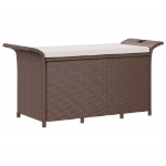 Panca da Giardino con Cuscino Marrone 116x46x57cm in Polyrattan