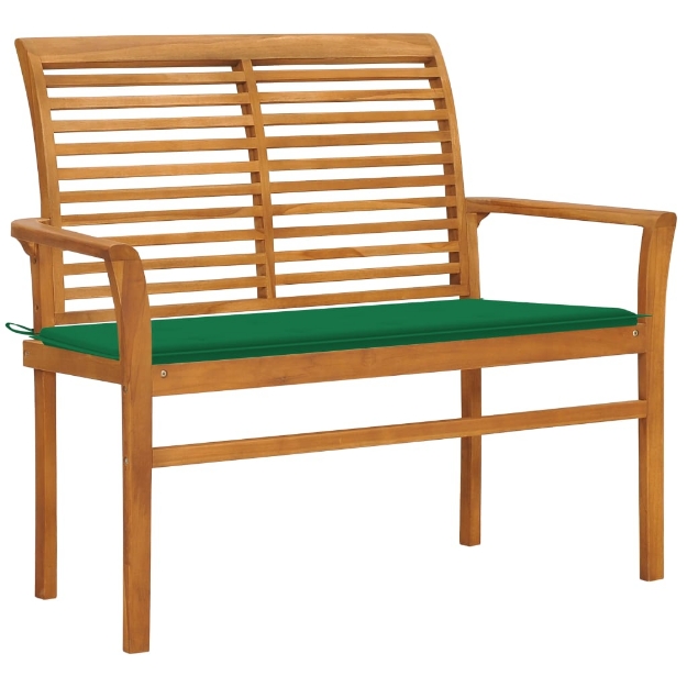 Panca da Giardino con Cuscino Verde 112 cm in Legno Teak