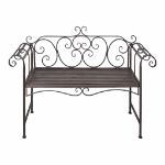 Panchina da Giardino 132 cm in Acciaio Stile Anticato Marrone