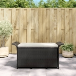 Panca da Giardino con Cuscino Nero 116x46x57 cm in Polyrattan