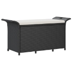 Panca da Giardino con Cuscino Nero 116x46x57 cm in Polyrattan