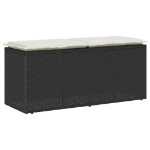 Panca da Giardino con Cuscino Nera 110x40x44 cm in Polyrattan