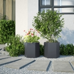 Fioriere da Giardino 2 pz Antracite Esagono 46x40x45 cm Acciaio