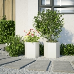 Fioriere da Giardino 2 pz Esagono Bianco 46x40x45 cm Acciaio