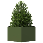 Fioriera da Giardino Verde Oliva Esagono 104x90x45 cm Acciaio